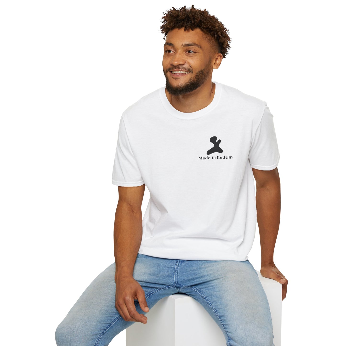 Unisex Softstyle T-Shirt - Peaceful Vibes Graphic Tee with Hebrew Text