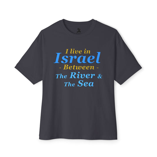 Stylish Unisex Oversized Boxy Tee - 'Israel Between The River & The Sea' Graphic T-Shirt