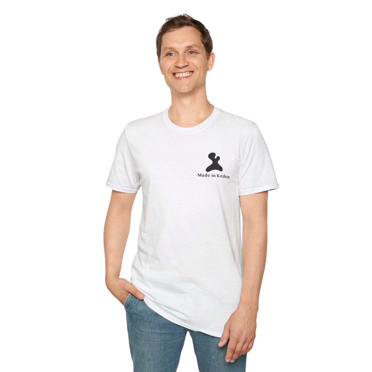 Unisex Softstyle T-Shirt - Peaceful Vibes Graphic Tee with Hebrew Text